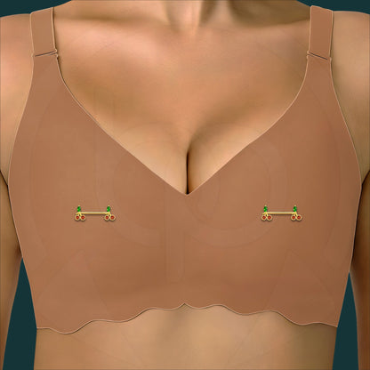 Surgical Steel Nipple Jewelry with Red Zirconia Cherries