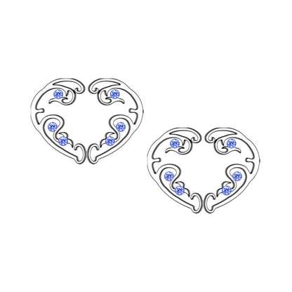 Silver Plated Nipple Clips in Heart Shape with Zirconia