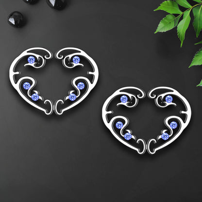 Silver Plated Nipple Clips in Heart Shape with Zirconia