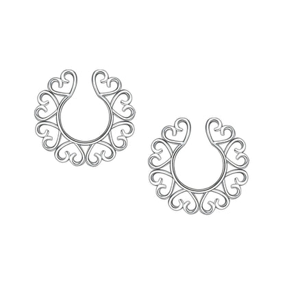 Silver Plated Nipple Clips in Hearts Design