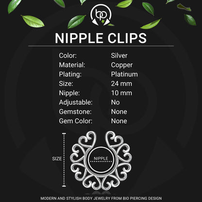 Silver Plated Nipple Clips in Hearts Design