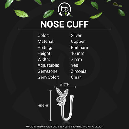 Silver Plated Nose Cuff with Rabbit
