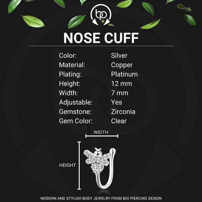 Silver Plated Nose Cuff with Bee