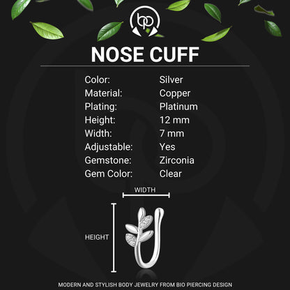Silver Plated Nose Cuff with Leaves