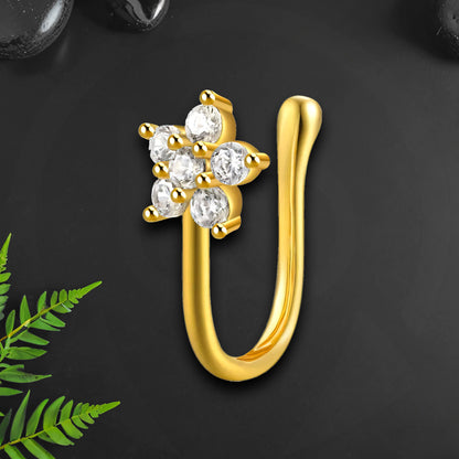 Sterling Silver Nose Cuff with Flowers