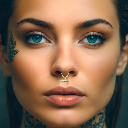 Gold Plated Septum Clip with Mermaid Tail Dangle