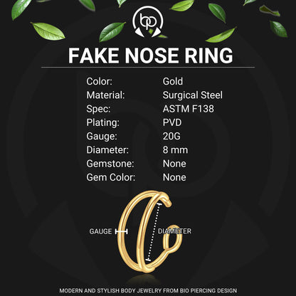 Surgical Steel Fake Ring with Double Hoops