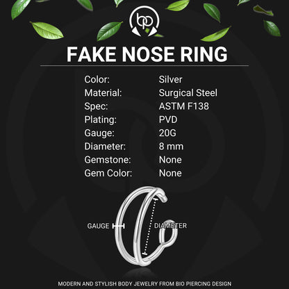 Surgical Steel Fake Ring with Double Hoops