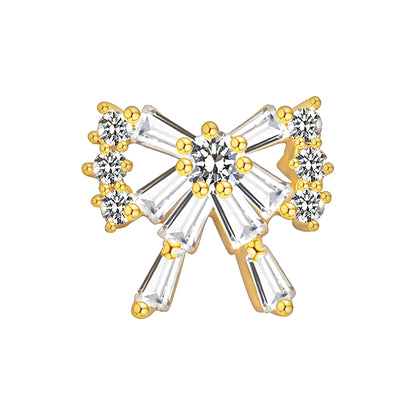 Gold Plated Nostril Clip with Crystal Bow