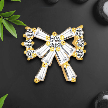 Gold Plated Nostril Clip with Crystal Bow